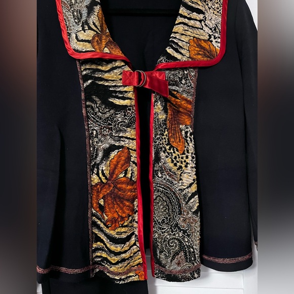 Rich Earthy Textured  Tommy n LouLou Jacket & Capri Pant 2-piece Matching Set - Picture 2 of 13